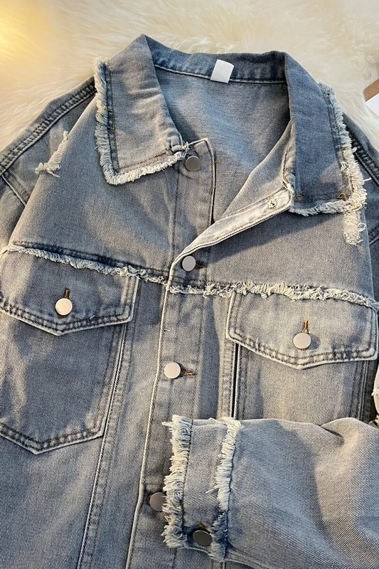 Vienpusė džinsinė striukė vyriška pavasario ir rudens Nauja laisvalaikio universalus atvartas plonas ilgomis rankovėmis vienspalvės striukės viršūnės A133