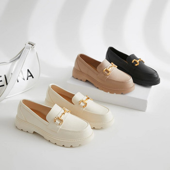 Loafers Γυναικεία Παπούτσια Νέα στη μόδα Πολυτελής Πλατφόρμα Σχεδιαστή Χοντρό κάτω Ύψος Αύξηση Παπούτσια Μεταλλική αλυσίδα σε παπούτσια φορέματος