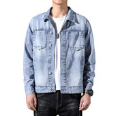 Ανοιξιάτικο τζιν μπουφάν Ανδρικό τζιν παλτό βαμβακερό γιακά γυριστό μακρυμάνικο μεγάλο μέγεθος μόδας ανοιχτό μπλε ρούχα Bomber Μάρκα Cowboy