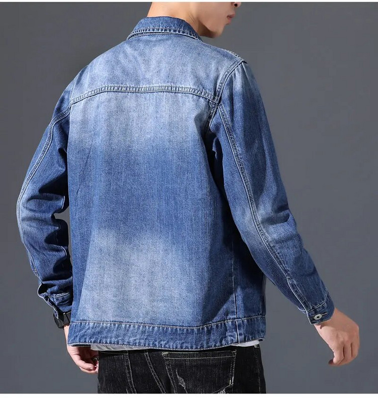 Ανοιξιάτικο τζιν μπουφάν Ανδρικό τζιν παλτό βαμβακερό γιακά γυριστό μακρυμάνικο μεγάλο μέγεθος μόδας ανοιχτό μπλε ρούχα Bomber Μάρκα Cowboy