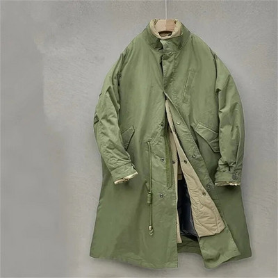 Χειμερινό ιαπωνικό ρετρό γιακά με μακρύ βαμβακερό μαξιλάρι Parkas Ανδρικά ρούχα Causla Loose High Street Windbreakers Ανδρικά ρούχα