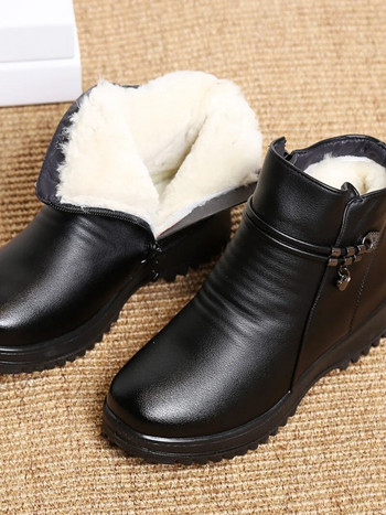 Μασίφ γυναικεία μποτάκια χιονιού Μεταλλικά κλασικά γούνινα χειμωνιάτικα παπούτσια Γυναικεία μποτάκια αστραγάλου χειμερινά παπούτσια Γυναικεία μποτάκια Γυναικείες μαύρες μπότες