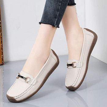 Γυναικεία ίσια παπούτσια Ευέλικτα γυναικεία δερμάτινα παπούτσια με ελατήρια μαλακή σόλα casual παπούτσια Plus μέγεθος Γνήσιο δέρμα γυναικεία παπούτσια