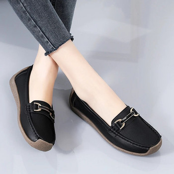Дамски равни обувки Универсални дамски кожени обувки Пролетни меки подметки Ежедневни обувки Голям размер Дамски обувки от естествена кожа