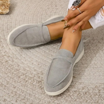 Γνήσιο δέρμα γυμνό σουέτ Flat παπούτσια Γυναικεία Loafers Summer Walk Μοκασίνα Μεταλλική Κλειδαριά Φούντα Μαλακή σόλα Mules Αιτιατική ολίσθηση στα παπούτσια