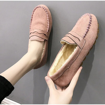 Χειμερινά γυναικεία παπούτσια Flats Loafers Κοντό σμήνος εσωτερικά ράψιμο slip-on Casual γυναικεία αντιολισθητικά παπούτσια ζεστά γυναικεία άνετα παπούτσια