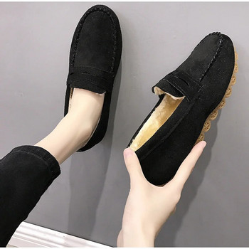 Χειμερινά γυναικεία παπούτσια Flats Loafers Κοντό σμήνος εσωτερικά ράψιμο slip-on Casual γυναικεία αντιολισθητικά παπούτσια ζεστά γυναικεία άνετα παπούτσια