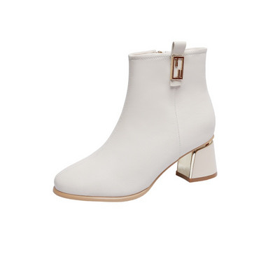 Γυναικείες ψηλοτάκουνες κοντές μπότες ανοιξιάτικες φθινοπωρινές μπότες με αγκράφα με ζώνη Γυναικεία μποτάκια Ψηλά Pu δερμάτινα παπούτσια Αδιάβροχα γυναικεία αντλία