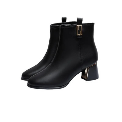 Γυναικείες ψηλοτάκουνες κοντές μπότες ανοιξιάτικες φθινοπωρινές μπότες με αγκράφα με ζώνη Γυναικεία μποτάκια Ψηλά Pu δερμάτινα παπούτσια Αδιάβροχα γυναικεία αντλία