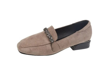 Crystal Chain Flock Loafers Γυναικεία Χαμηλά Τακούνια Espadrilles Γυναικεία Παπούτσια Ballerina Retor Square Toe Nubuck Velvet Moccasins Flats2021