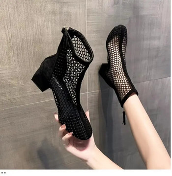 2023 New Air Mesh Net Bling γυναικεία παπούτσια Καλοκαιρινά μποτάκια ψηλοτάκουνα σέξι πέδιλα Chelsea γυναικεία μποτάκια