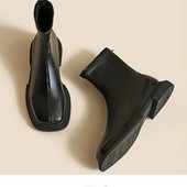 Keskmise kontsaga mootorrattasaapad naiste keskmise toruga varrukatega kingad, kandiline varvas tagumine tõmblukk, lame mood Uus