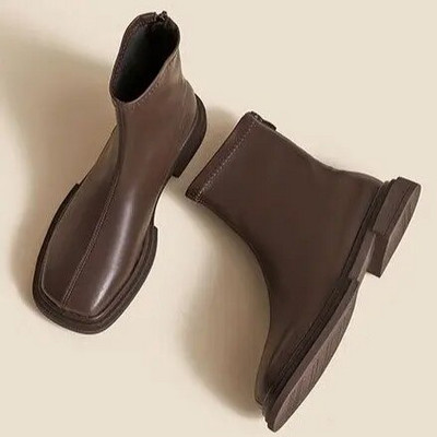 Keskmise kontsaga mootorrattasaapad naiste keskmise toruga varrukatega kingad, kandiline varvas tagumine tõmblukk, lame mood Uus