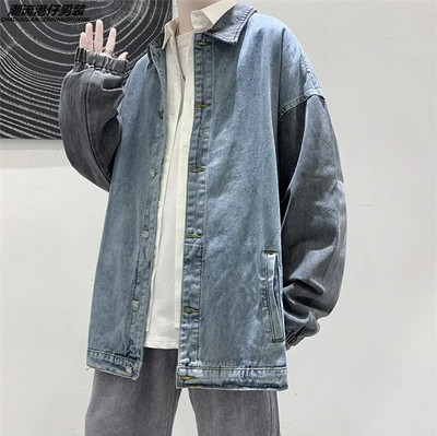 Noormeeste üliõpilaste vintage mood Demini särkmantel avara pikkade varrukatega välirõivad