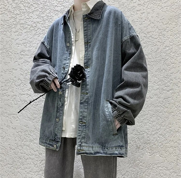 Noormeeste üliõpilaste vintage mood Demini särkmantel avara pikkade varrukatega välirõivad