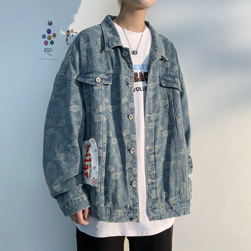 #2444 M-5XL Didelio dydžio džinsinė striukė vyrui ilgomis rankovėmis, vienviečiai džinsai.