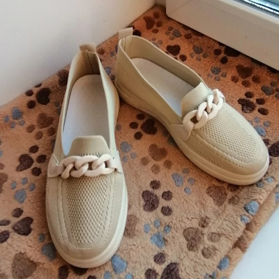 Moteriški tamprūs megzti plokščiapadžiai batai, 2023 m. rudens vasara, kvėpuojantis tinklelis, mokasinai, grandinėlė, laisvalaikio batai, užsimaunama suknele, avalynė