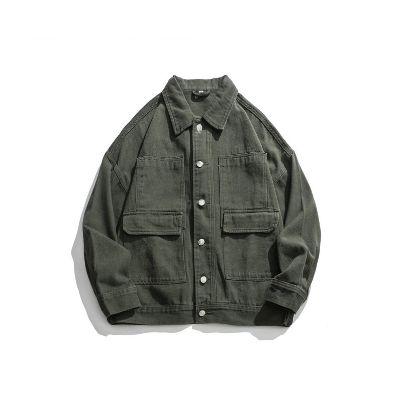 Sügistalvine jaapani teksajakk meeste plusssuuruses pikkade varrukatega vabaaja valge jope noorte mood teksamantel Meeste tänavarõivad 2xl