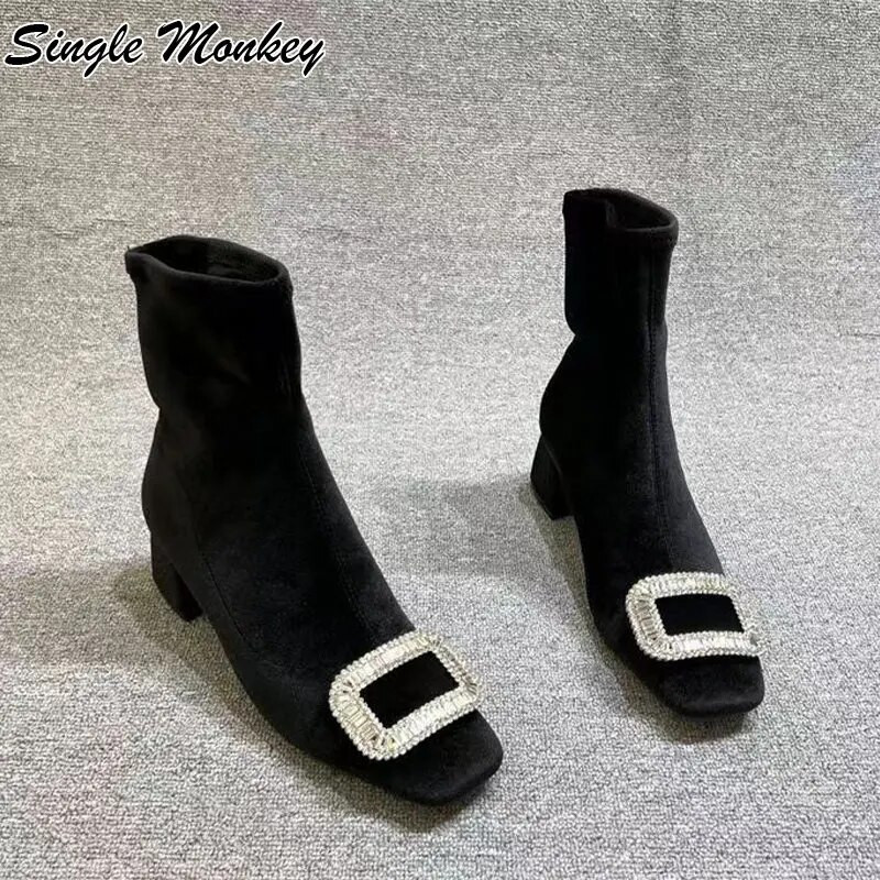 Kristallseemisnahast talvesaapad Chelsea naiste kingad 2022 Uued moodsad saapad Snow Designer kingad Sport pahkluu kleit, pidu Mujer Zapatos