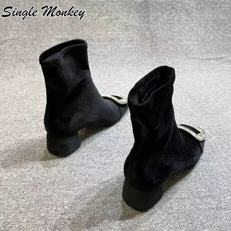 Kristallseemisnahast talvesaapad Chelsea naiste kingad 2022 Uued moodsad saapad Snow Designer kingad Sport pahkluu kleit, pidu Mujer Zapatos