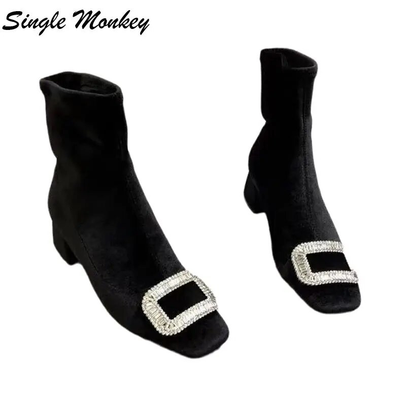 Kristallseemisnahast talvesaapad Chelsea naiste kingad 2022 Uued moodsad saapad Snow Designer kingad Sport pahkluu kleit, pidu Mujer Zapatos