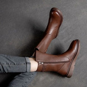 Jalatsid, sääre keskosa naiste saapad, kiilukontsaga rattakingad naistele, poolkõrge nahast pruun mood 2023. aasta pakkumisel tasuta kohaletoimetamine Y2k