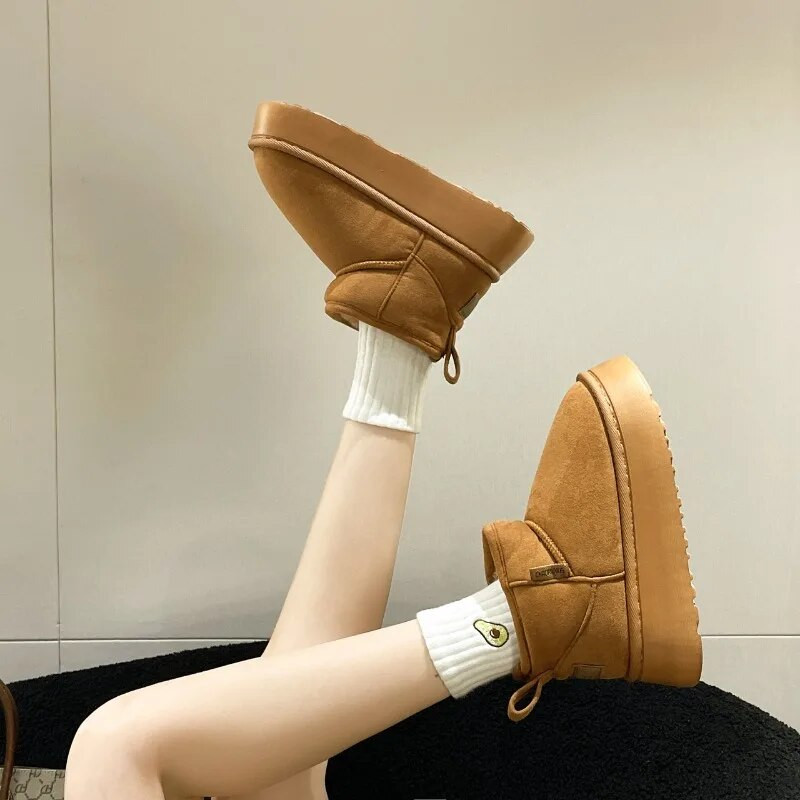 2024 m. Nauji žieminiai sniego batai moterims, šilti vilnoniai batai, kasdieniniai batai su storu padu, seklios burnos, užsegami moteriški „Chelsea“ batai