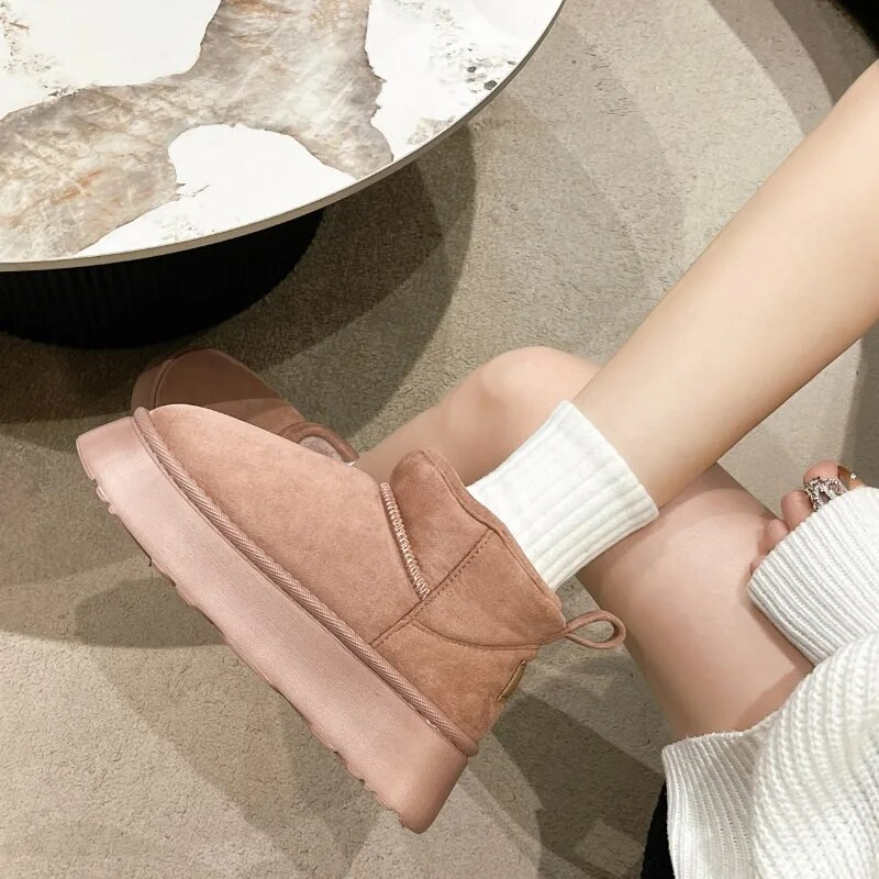 2024 m. Nauji žieminiai sniego batai moterims, šilti vilnoniai batai, kasdieniniai batai su storu padu, seklios burnos, užsegami moteriški „Chelsea“ batai