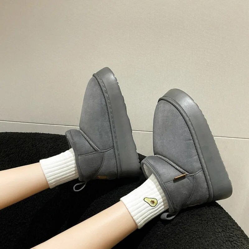 2024 m. Nauji žieminiai sniego batai moterims, šilti vilnoniai batai, kasdieniniai batai su storu padu, seklios burnos, užsegami moteriški „Chelsea“ batai