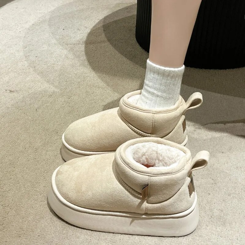 2024 m. Nauji žieminiai sniego batai moterims, šilti vilnoniai batai, kasdieniniai batai su storu padu, seklios burnos, užsegami moteriški „Chelsea“ batai