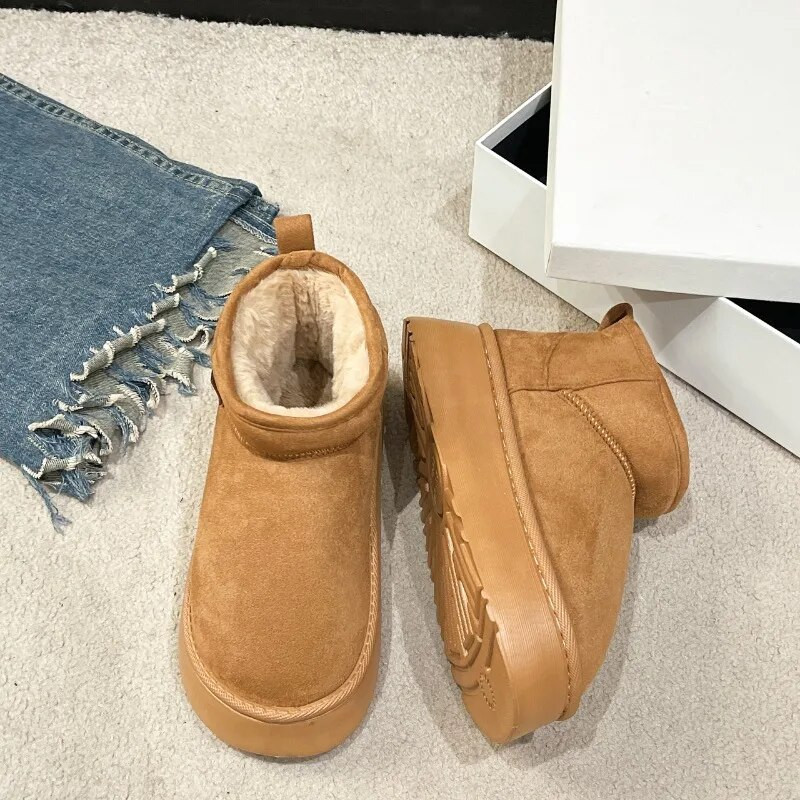 2024 m. Nauji žieminiai sniego batai moterims, šilti vilnoniai batai, kasdieniniai batai su storu padu, seklios burnos, užsegami moteriški „Chelsea“ batai