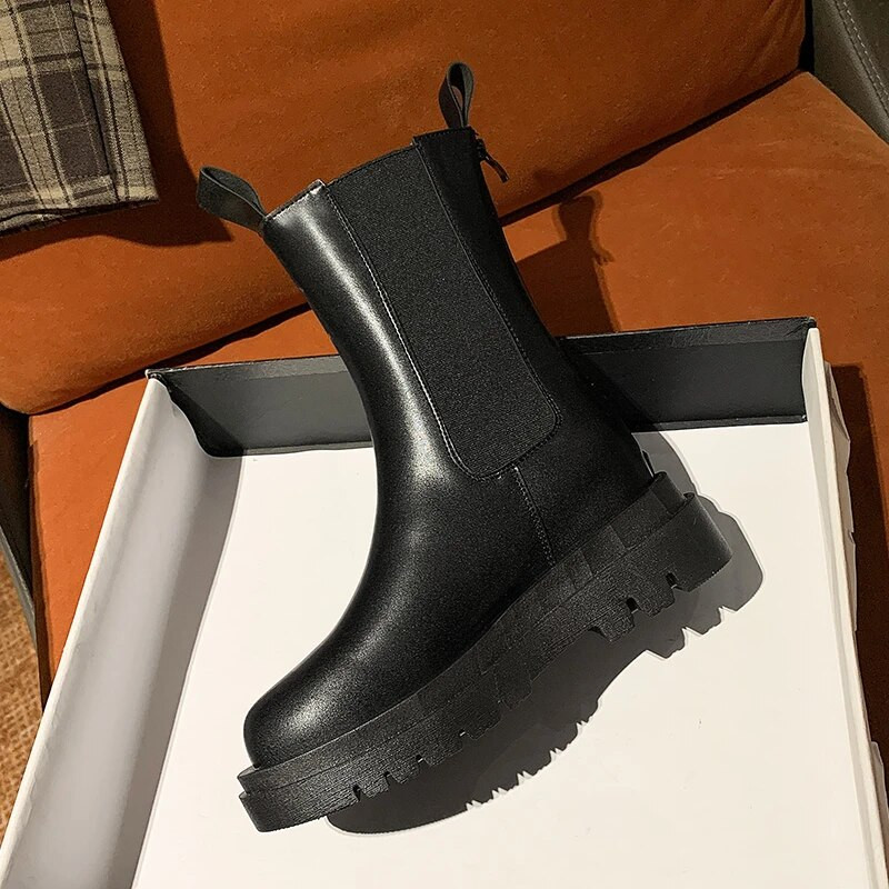 Naiste platvormiga poolsaapad Naiste kingad Talvised Disainer Chelsea saapad Lühikesed saapad Soojad jalanõud Naiste moed korstnasaapad 1