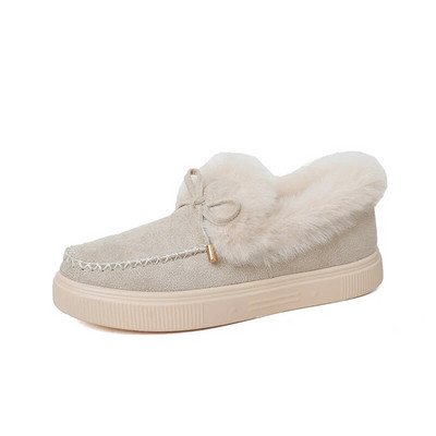 Νέες γυναικείες χειμερινές μπότες αστραγάλου Suede μπότες χιονιού Φυσικό βελούδινο ζεστό σλιπ σε γυναικεία παπούτσια Flat άνετα casual παπούτσια Botas Mujer