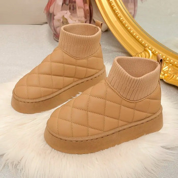 Μπότες χειμερινού σχεδιαστή μόδας 2024 Plus Velvet Thickened Snow Boots Κοντές μπότες από ζεστό βαμβάκι με χοντρή σόλα Botas De Mujer