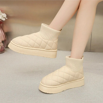 2024 Зимни модни дизайнерски ботуши плюс кадифени удебелени ботуши за сняг Къси приплъзващи се топли обувки с дебела памучна подметка Botas De Mujer