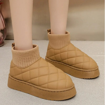 2024 Зимни модни дизайнерски ботуши плюс кадифени удебелени ботуши за сняг Къси приплъзващи се топли обувки с дебела памучна подметка Botas De Mujer