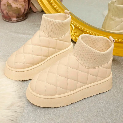 Zimske modne dizajnerske čizme za 2024. Plus baršunaste zadebljane čizme za snijeg Kratke natikače Tople pamučne cipele s debelim potplatom Botas De Mujer