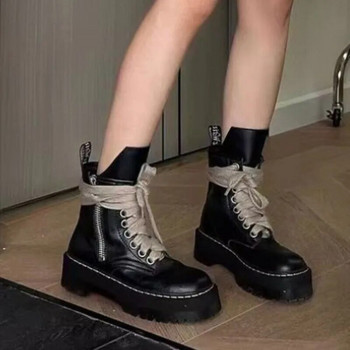 Γυναικείες αθλητικές μπότες με χοντρή σόλα για τον αστράγαλο 2023 Χειμώνας Νέες πολυτελείς σφήνες μπότες Martin Fashion Casual με φερμουάρ στο πλάι Γυναικείες κοντές μπότες