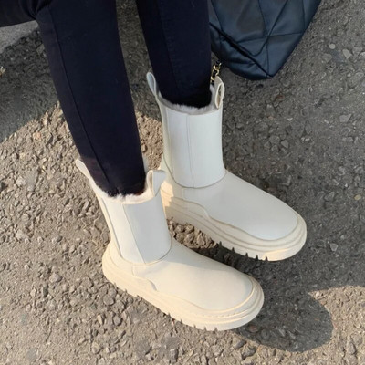 Νέες φθινοπωρινές και χειμερινές μπότες Chelsea 2024 Γυναικείες μπότες αστραγάλου με επένδυση από βελούδινες ζεστές αδιάβροχες μπότες χιονιού με χοντρή σόλα Plus Size