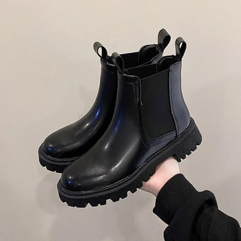 2024 Φθινοπωρινές και χειμερινές μπότες Chelsea για γυναίκες Casual αντιολισθητικές δερμάτινες μπότες Αδιάβροχες γυναικείες μπότες στη μέση της γάμπας βρετανικού στυλ