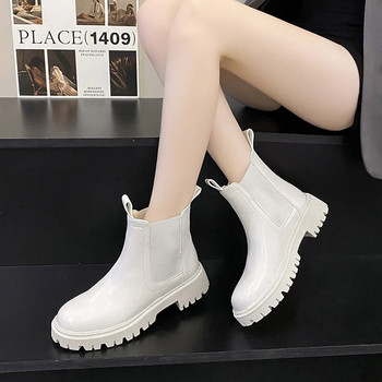 2024 Φθινοπωρινές και χειμερινές μπότες Chelsea για γυναίκες Casual αντιολισθητικές δερμάτινες μπότες Αδιάβροχες γυναικείες μπότες στη μέση της γάμπας βρετανικού στυλ