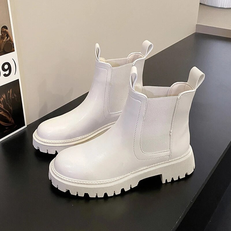 2024 m. rudens ir žiemos „Chelsea“ batai moterims Laisvalaikiai neslystantys odiniai, vandeniui atsparūs britiško stiliaus moteriški batai iki blauzdos
