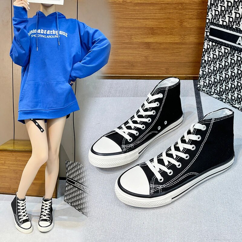 Ανδρικά και γυναικεία παπούτσια από καμβά Μόδα άνοιξη καλοκαίρι, φθινόπωρο, casual αθλητικά παπούτσια Φοιτητικά casual παπούτσια Ψηλά τοπ βουλκανιζέ παπούτσια