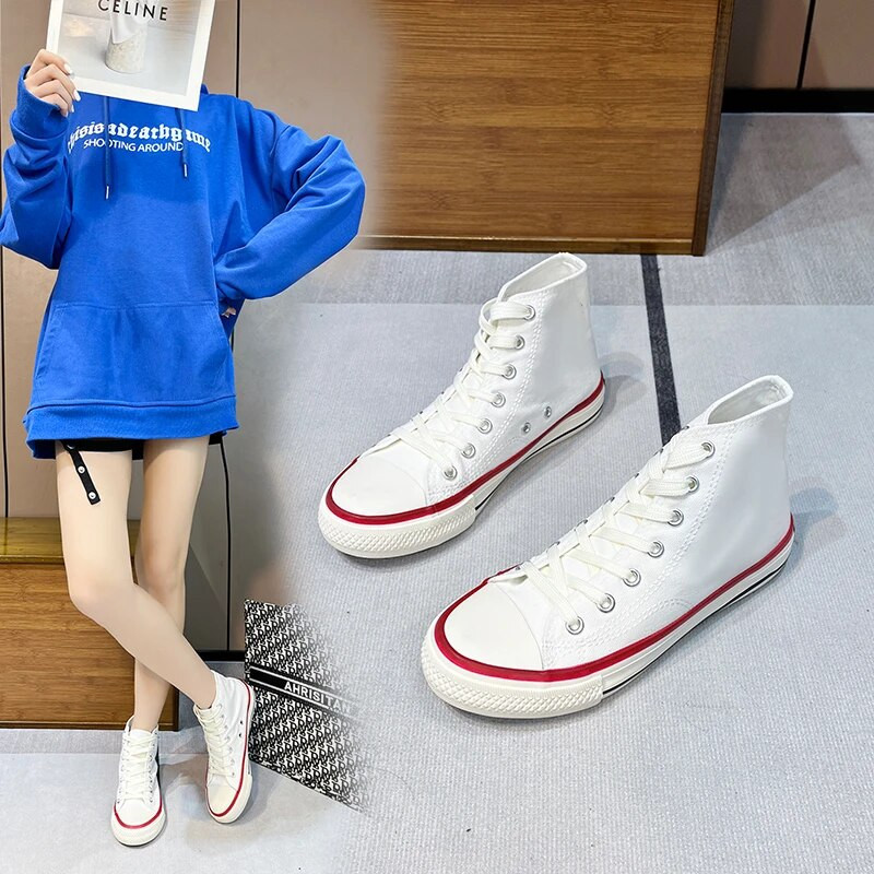 Ανδρικά και γυναικεία παπούτσια από καμβά Μόδα άνοιξη καλοκαίρι, φθινόπωρο, casual αθλητικά παπούτσια Φοιτητικά casual παπούτσια Ψηλά τοπ βουλκανιζέ παπούτσια