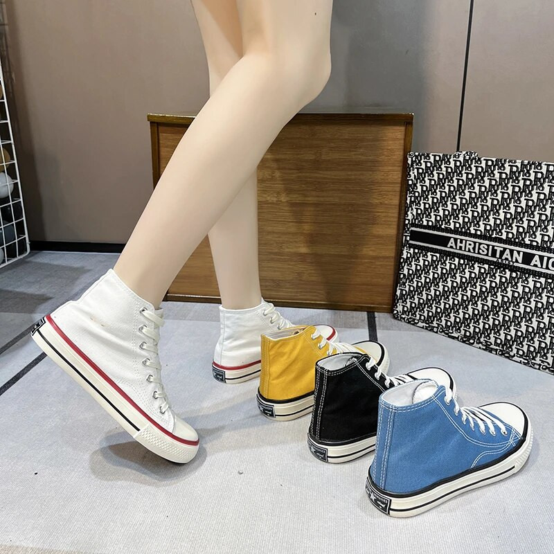 Ανδρικά και γυναικεία παπούτσια από καμβά Μόδα άνοιξη καλοκαίρι, φθινόπωρο, casual αθλητικά παπούτσια Φοιτητικά casual παπούτσια Ψηλά τοπ βουλκανιζέ παπούτσια