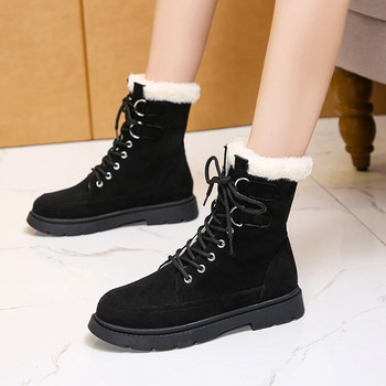 Χειμερινές μπότες Γυναικεία παπούτσια Λούτρινα ζεστά παπούτσια Goth Μπότες Combat Μαύρες μπότες Γυναικεία μόδα Χοντρή σόλα Μοτοσικλέτας