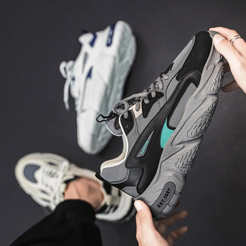 Paksu tallaga mitmekülgsed, mitmekülgsed tossud meestele, 2023. aasta uus trend, võrkpaelad, hingavad vabaajaspordijalatsid, suurema pehme tallaga