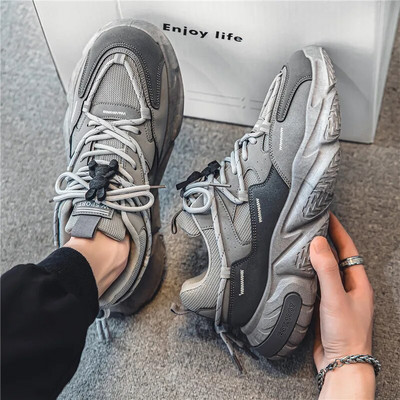 Meeste kingad Mood Pehme tallaga paelad vabaajajalatsid Paksu tallaga jooksuspordijalatsid Mugavad libisemiskindlad kerged meeste kingad