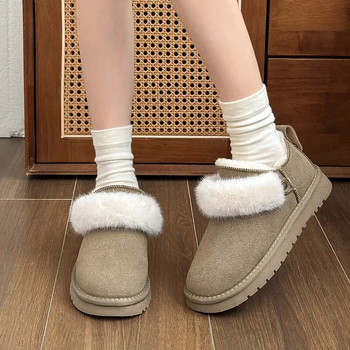 Зимни модни дамски къси ботуши Топли ботуши  Дамски ежедневни обувки за сняг на открито Дамски ботуши челси 