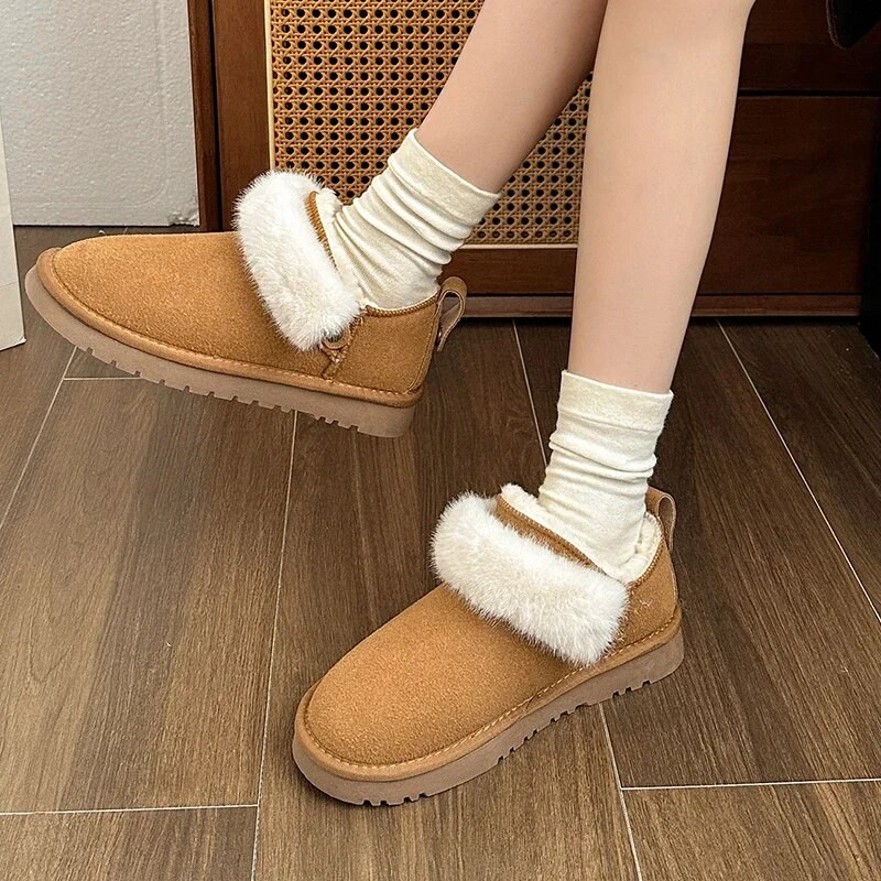 Žiemos mados moteriški trumpi batai Šilti  batai Moteriški laisvalaikio sniego batai Moteriški  „Chelsea“ batai